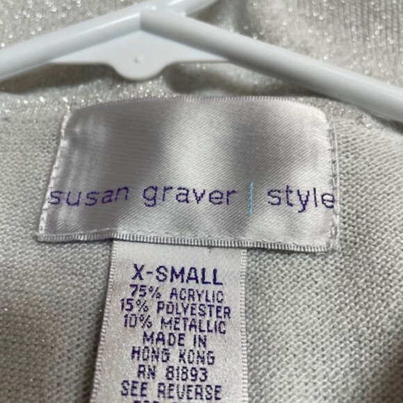 Susan Graver silver metallic/lurex shell/sleeveless top. - Picture 6 of 7